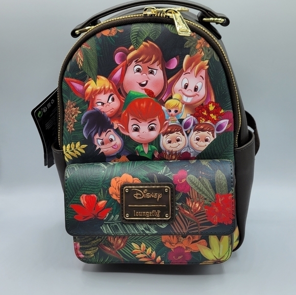 Loungefly Peter Pan & Lost Boys Disney Chibi Jungle Backpack - Picture 2 of 9